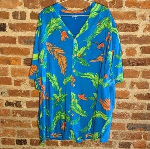 KS Island 3XL Hawaiian Mens Floral Short Sleeve Button‎ Down Multicolor Shirt